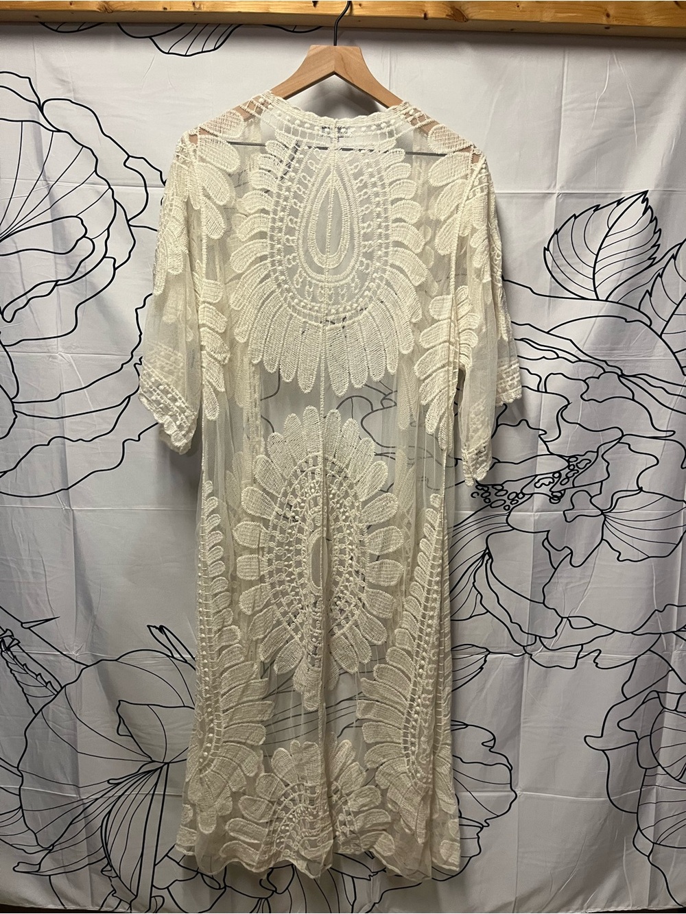 Rebellion Cream Lace Crochet Kimono - Picture 8 of 8
